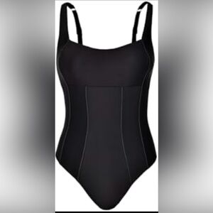 NWT CUPSHE Black One-Piece Swimsuit, Sz M,  Slimming, adjustable wide strap